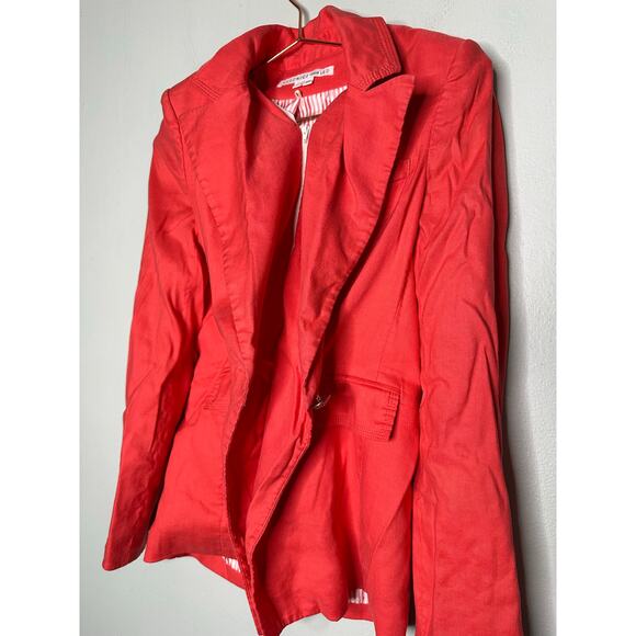VERONICA BEARD Melon Red Linen Blend Sedgwick Dicky Jacket Blazer Size 2 - Picture 15 of 16